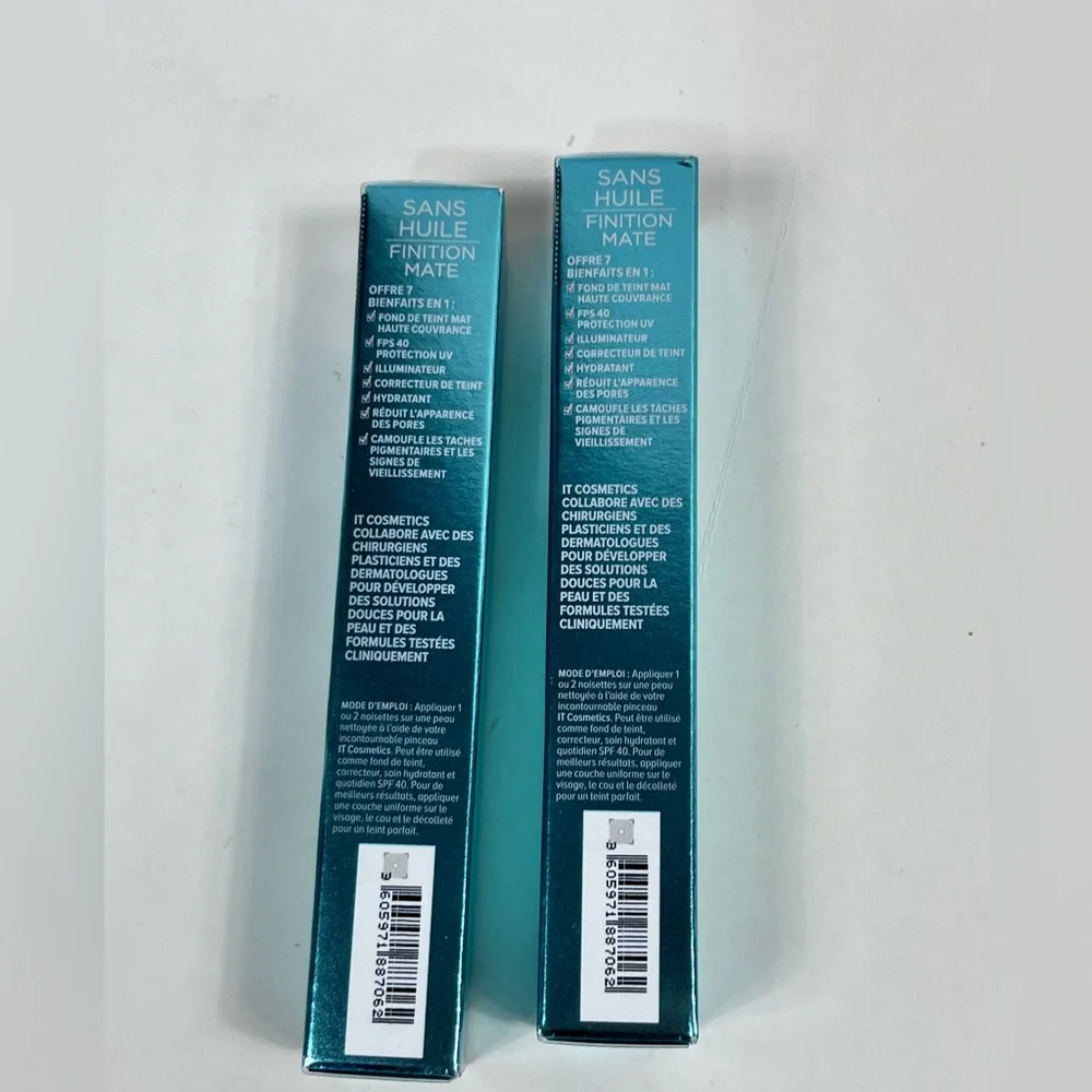 It Cosmetics CC+ Oil-Free Matte Deep SPF 40 Full Coverage Cream Lot of 2 New